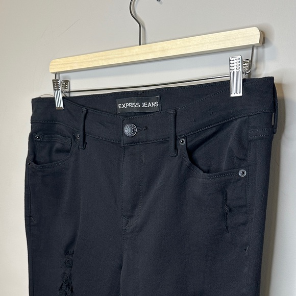 Express Black Distressed Skinny Jean Legging Mid Rise - Picture 2 of 12